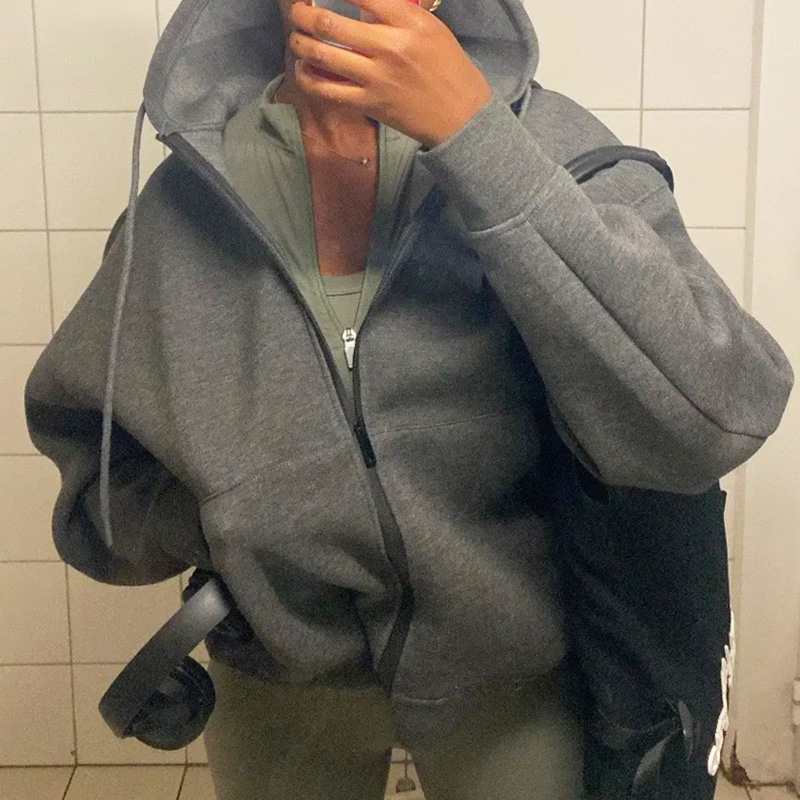 Women'S Fashion Bomber Jacket - HXAO Grey Women's Outerwears Bomber Varsity