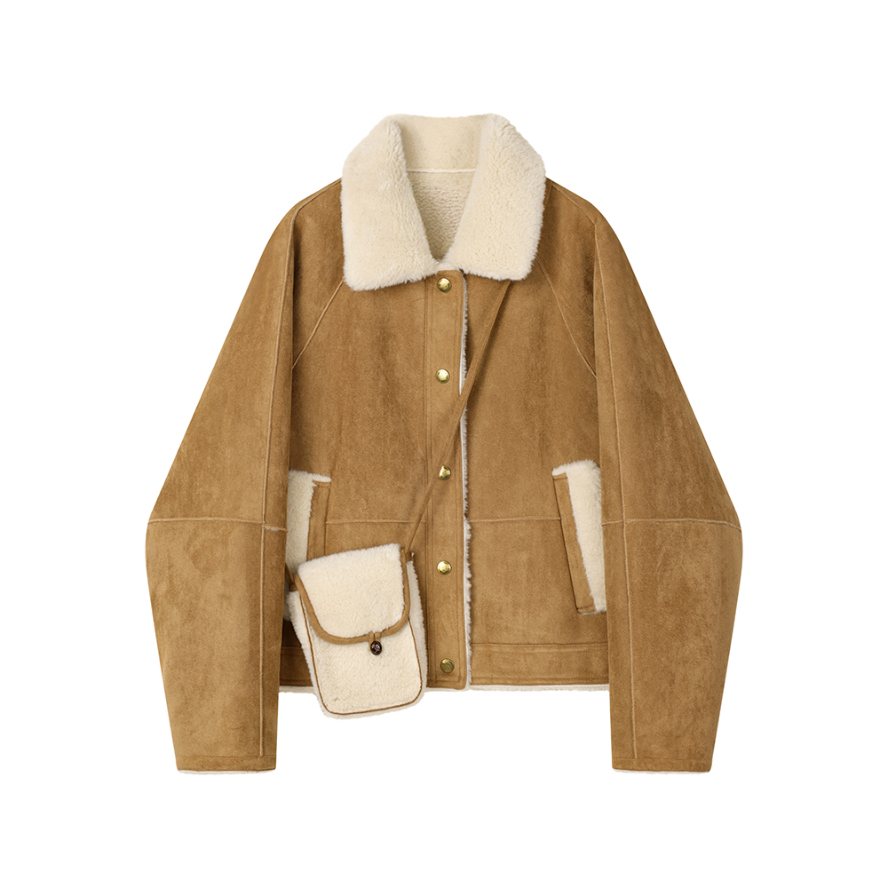 Sherpa Coat Women - Women Cropped Faux Suede Jacket Fleece
