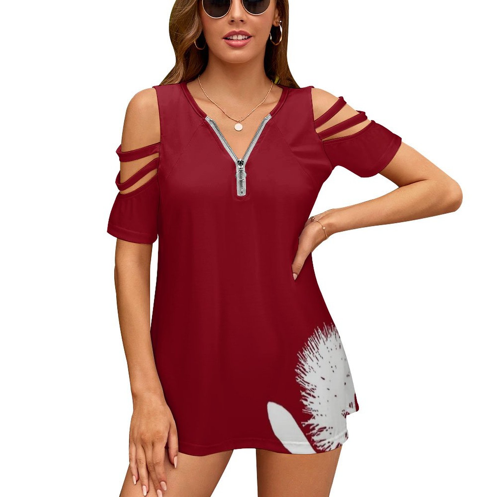 Women Fashion Nz - Pohutukawa-White On Red Women Zipper Sexy