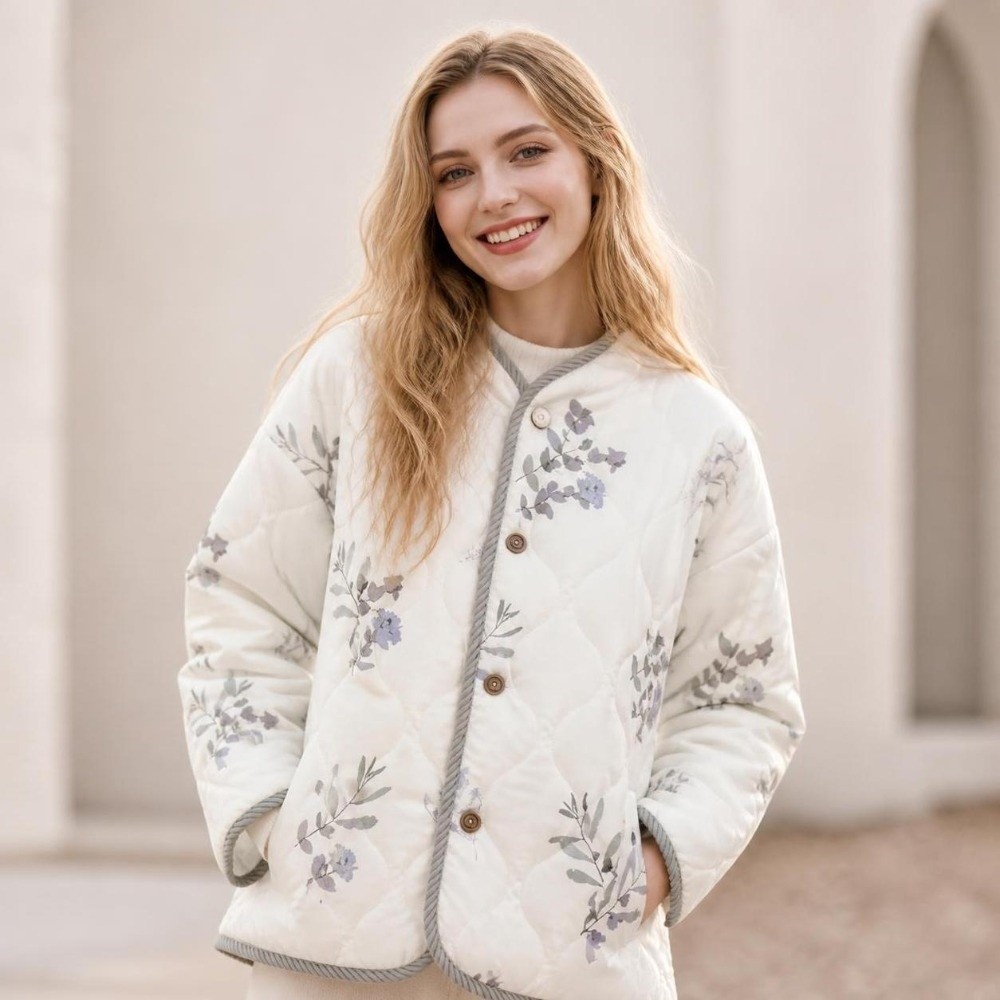 Women'S Fashion Bomber Jacket - Fashion Y2K Women Coat Korean Floral