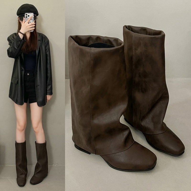 Women'S Fashion Knee High Boots - 2026 New Square Head Vintage Fashion