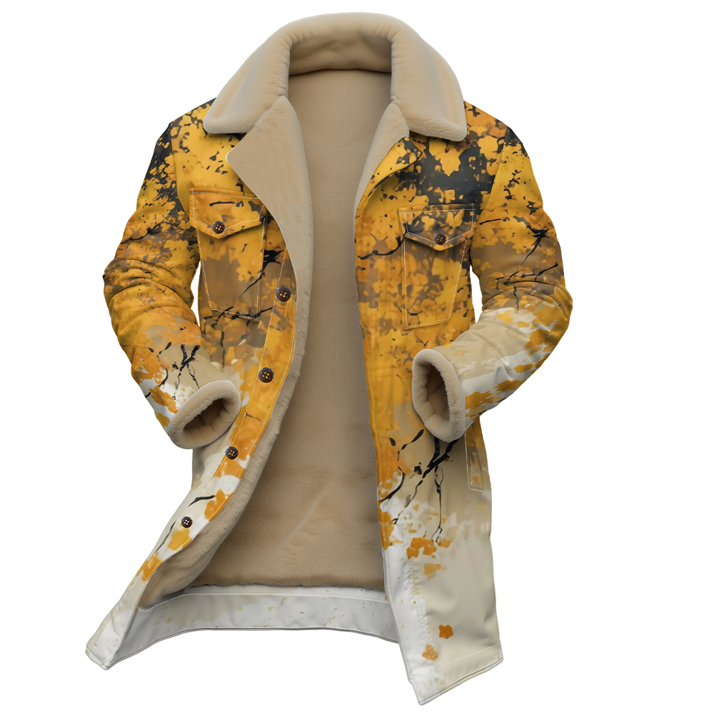 Sherpa Coat Women - Unisex Abstract Floral Print Jacket with