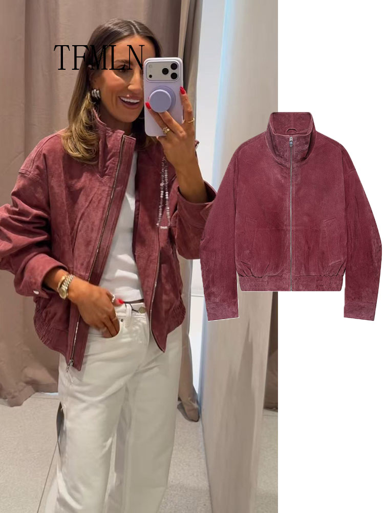 Women'S Fashion Bomber Jacket - TFMLN 2026 Autumn Winter Bomber Jackets