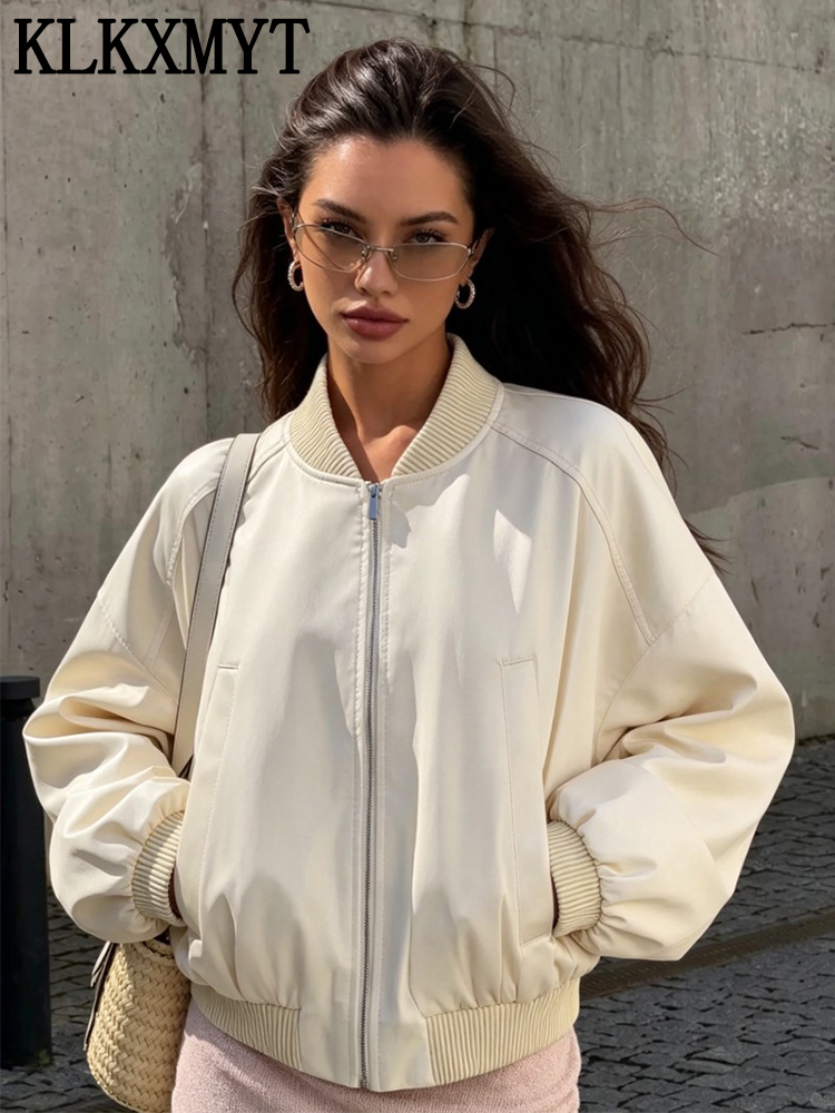 KLKXMYT Women Silk Satin Jacke - огляд і ціна Women'S Fashion Bomber Jacket