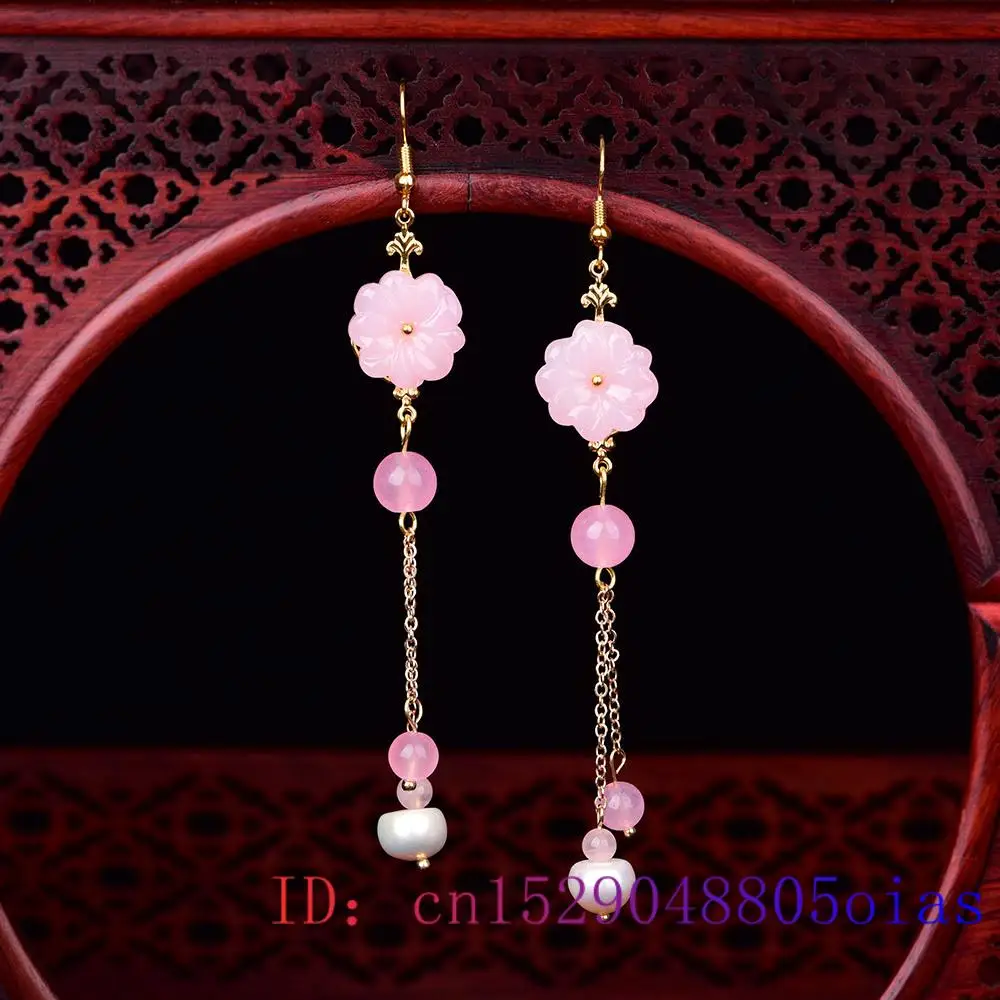 Pink Jade Flower Earrings Chal - огляд і ціна Women Fashion Jewellery