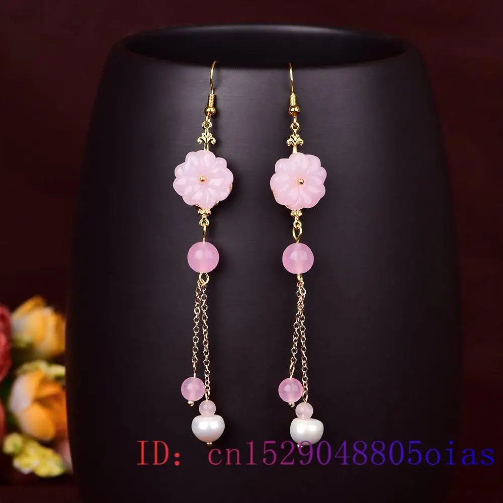 Pink Jade Flower Earrings Chal - огляд і ціна Women Fashion Jewellery