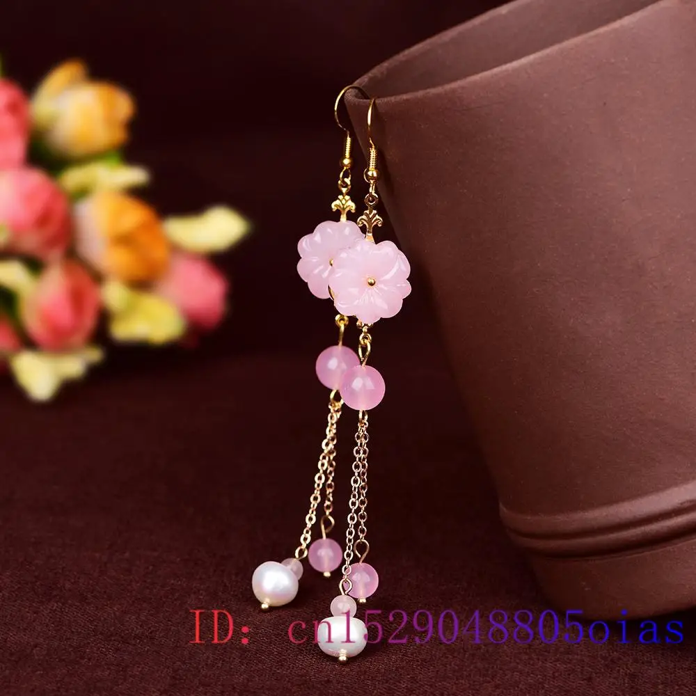 Pink Jade Flower Earrings Chal - огляд і ціна Women Fashion Jewellery