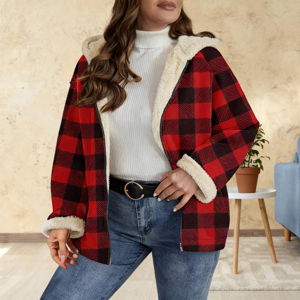 Women's Sherpa Plaid Shacket L - огляд і ціна Sherpa Coat Women