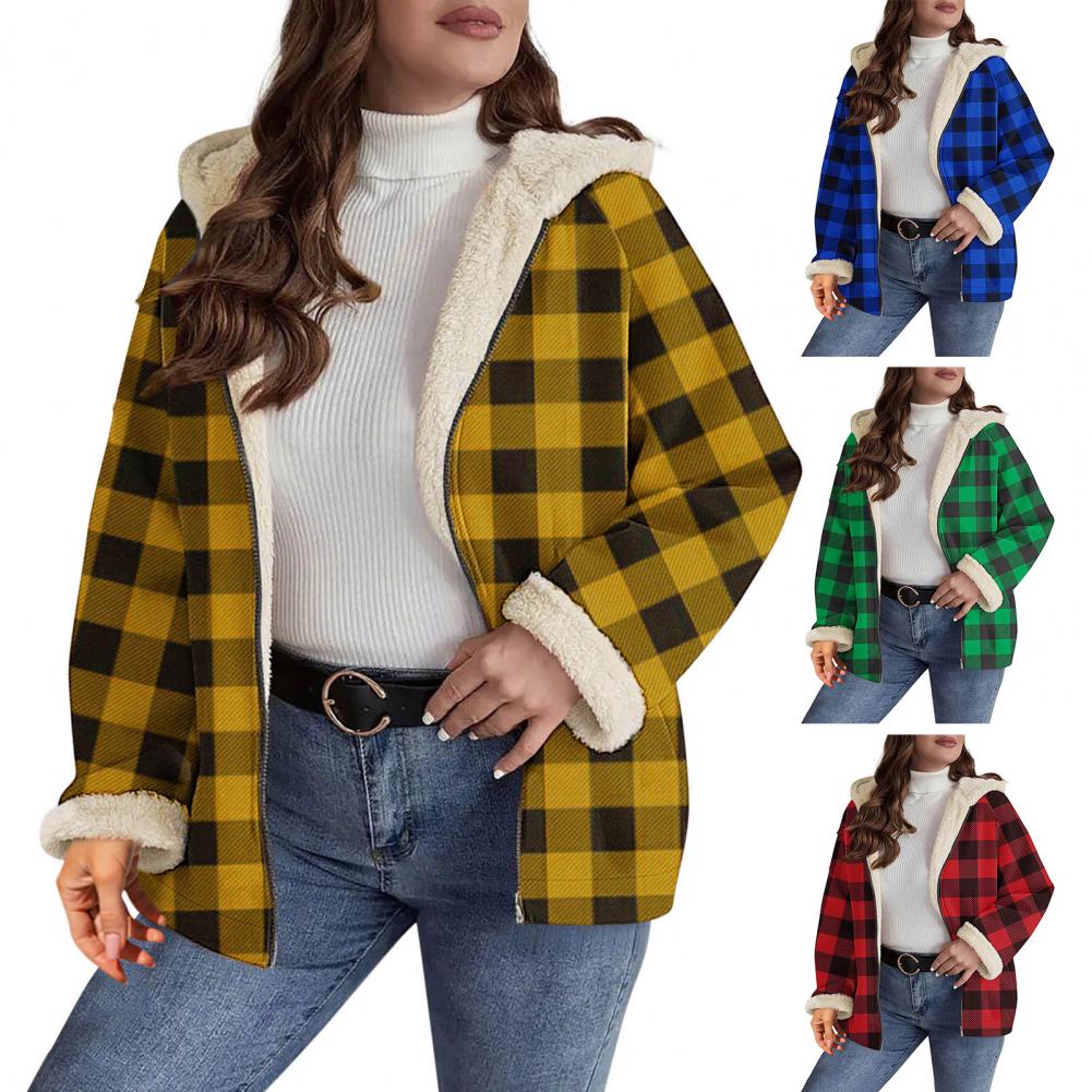 Women's Sherpa Plaid Shacket L - огляд і ціна Sherpa Coat Women