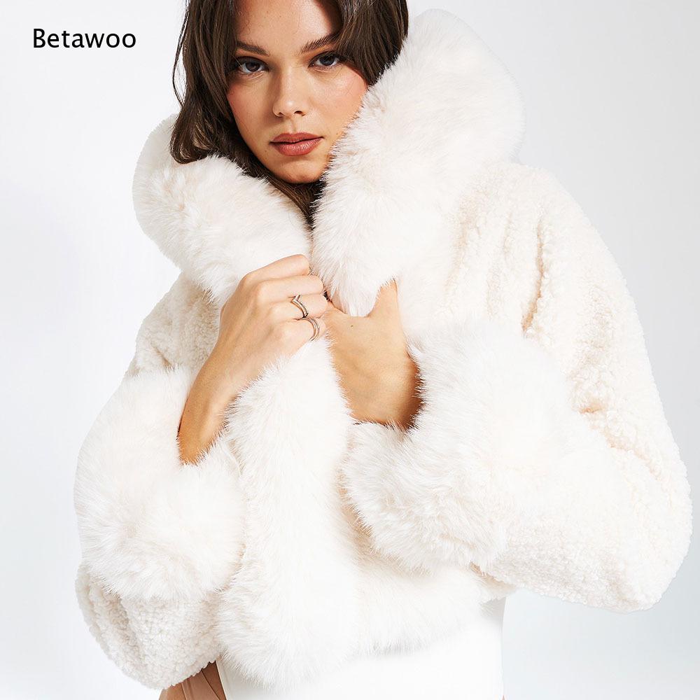 Women Faux Fur Trim Big Collar - огляд і ціна Sherpa Coat Women