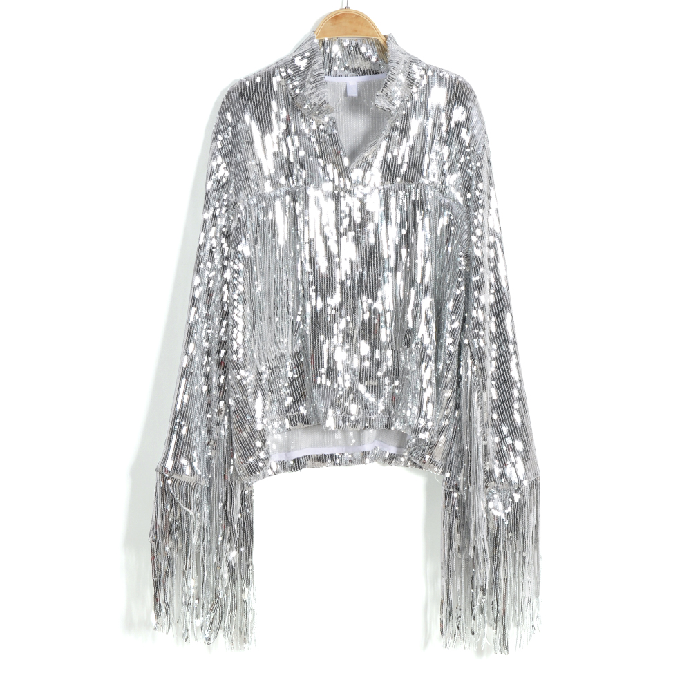 Harajuku Unisex Sequin Fringed - огляд і ціна Women'S Fashion Bomber Jacket