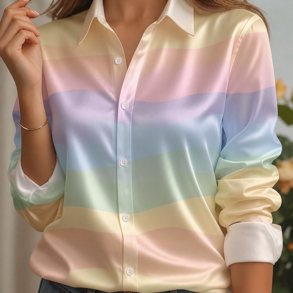 Women Satin Lapel Collar Shirt - огляд і ціна Women Fashion Blouse