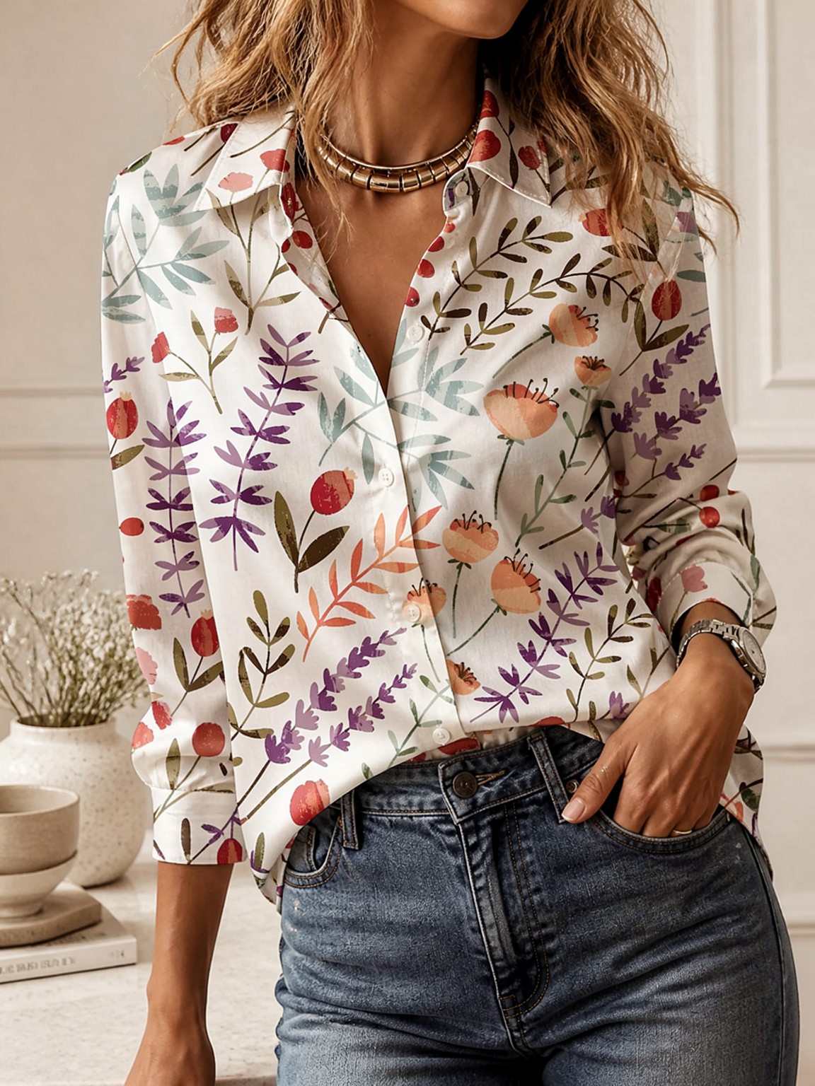 Casual All-match Collared Blou - огляд і ціна Women Fashion Blouse