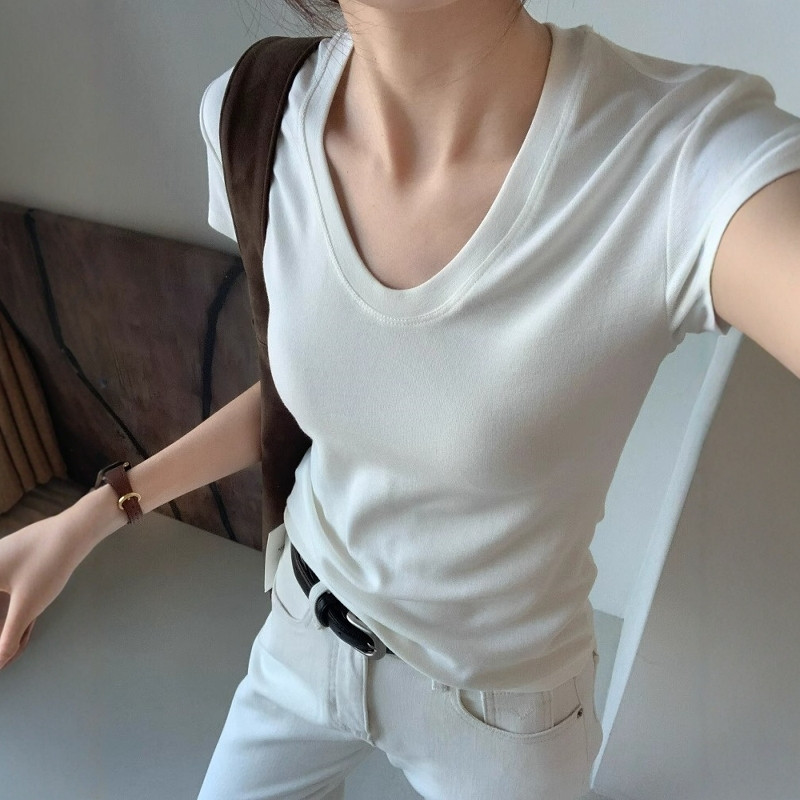 U-Neck Shoulder Short Sleeve T - огляд і ціна Women Fashion Blouse