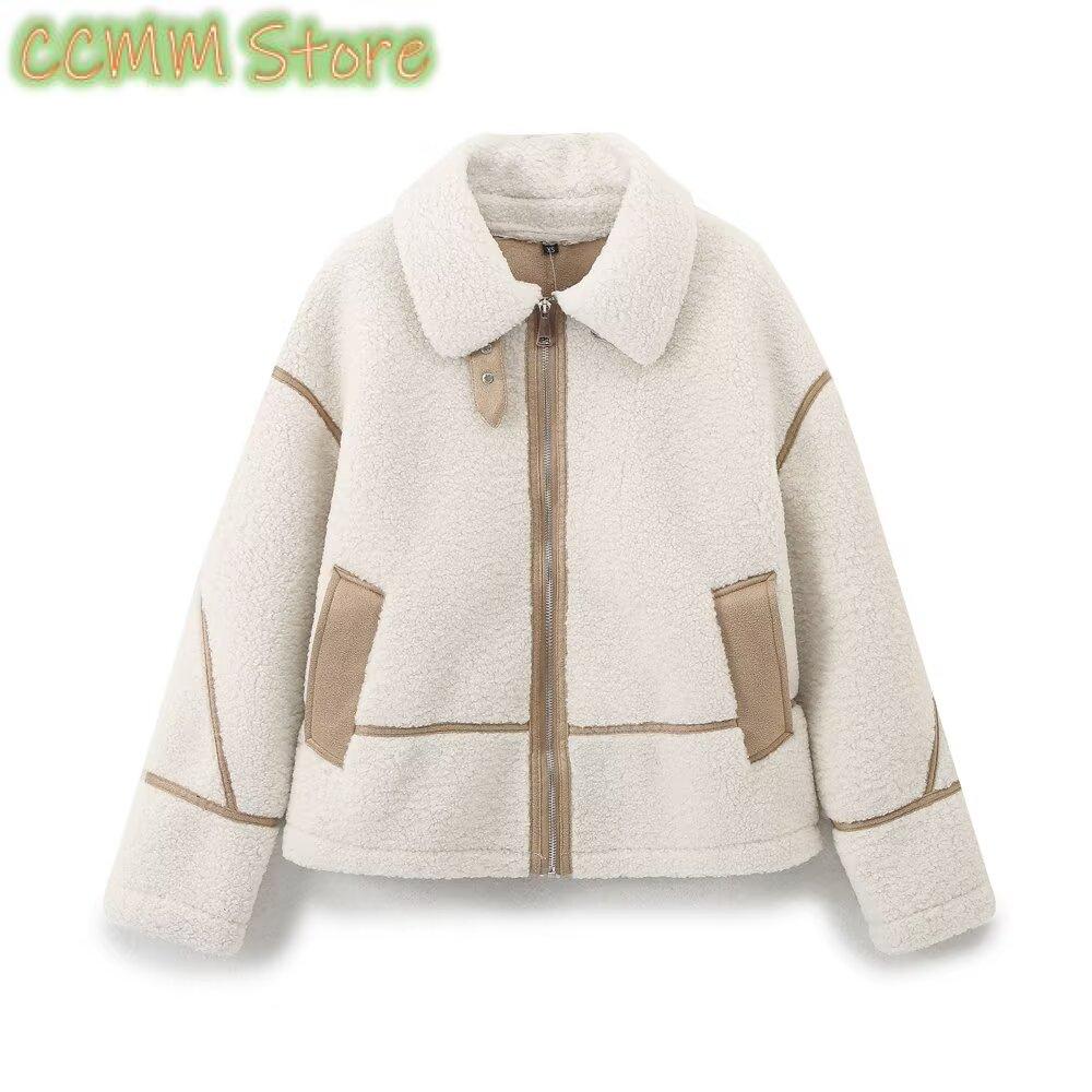 New style lapel zipper sherpa  - огляд і ціна Sherpa Coat Women
