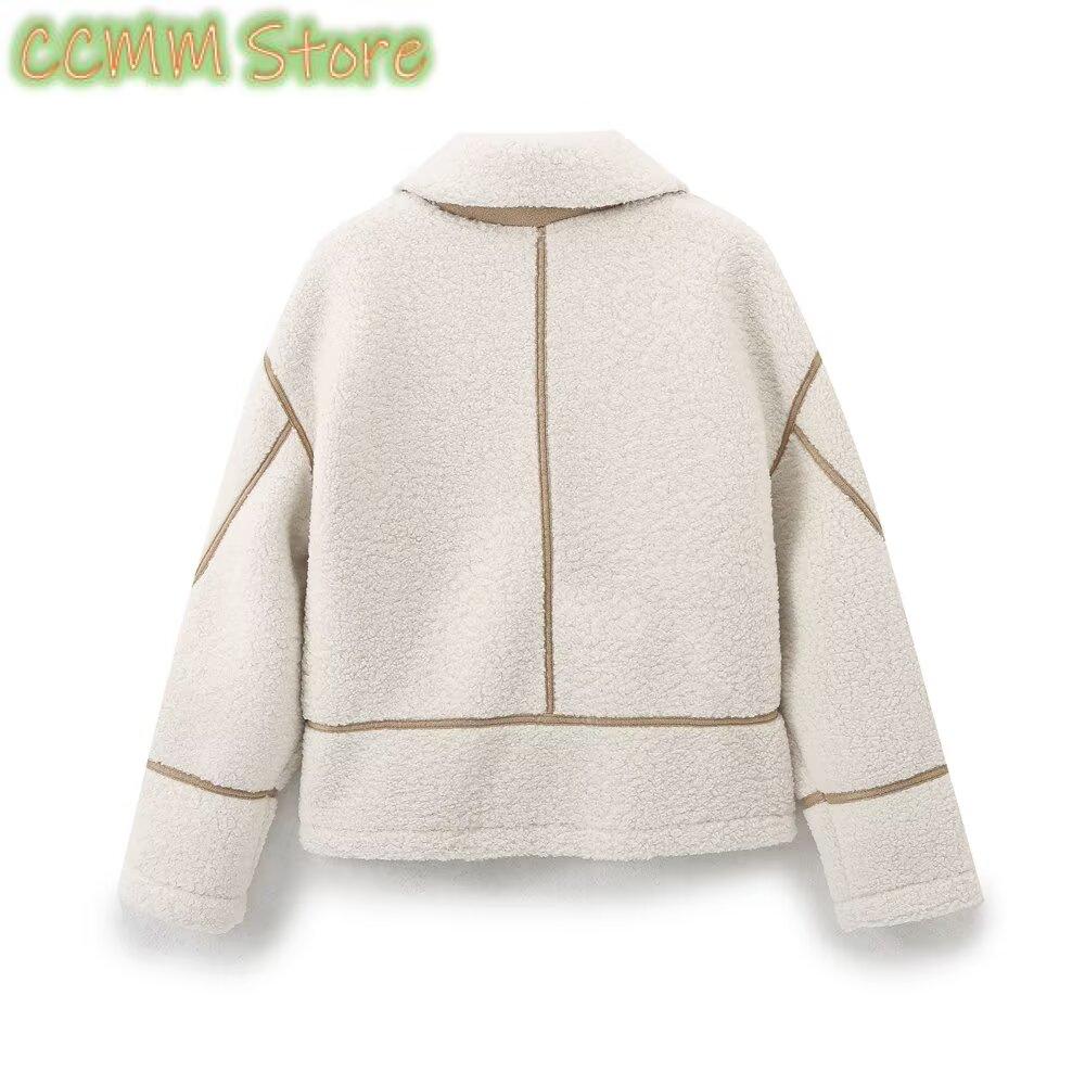 New style lapel zipper sherpa  - огляд і ціна Sherpa Coat Women