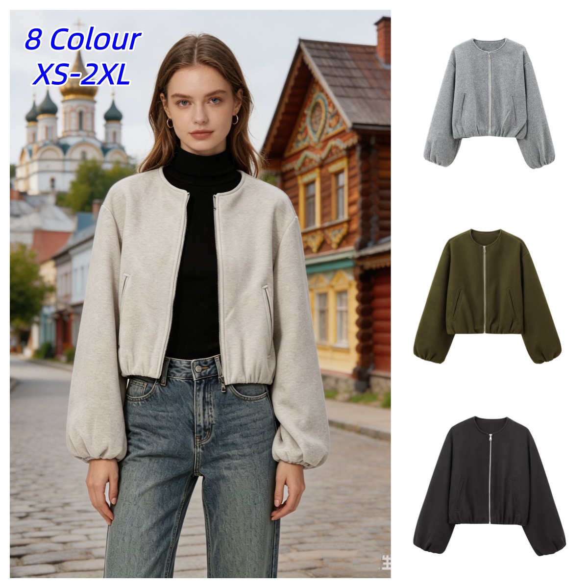 Retro Round Zipper Bomber Jack - огляд і ціна Women'S Fashion Bomber Jacket