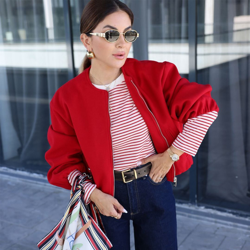 Retro Round Zipper Bomber Jack - огляд і ціна Women'S Fashion Bomber Jacket