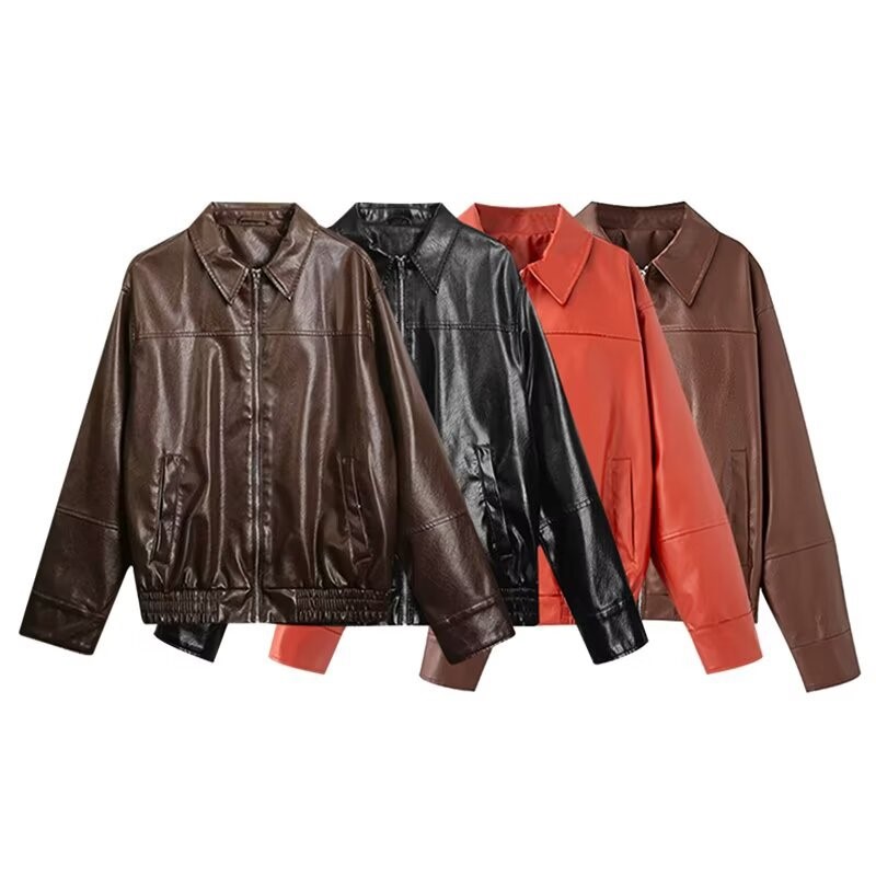 Vintage PU Leather Bomber Jack - огляд і ціна Women'S Fashion Bomber Jacket