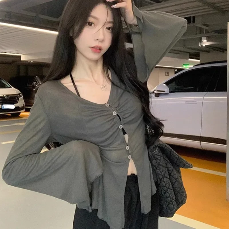 Sheer Flare Sleeve Blouse - Y2 - огляд і ціна Women Fashion Blouse