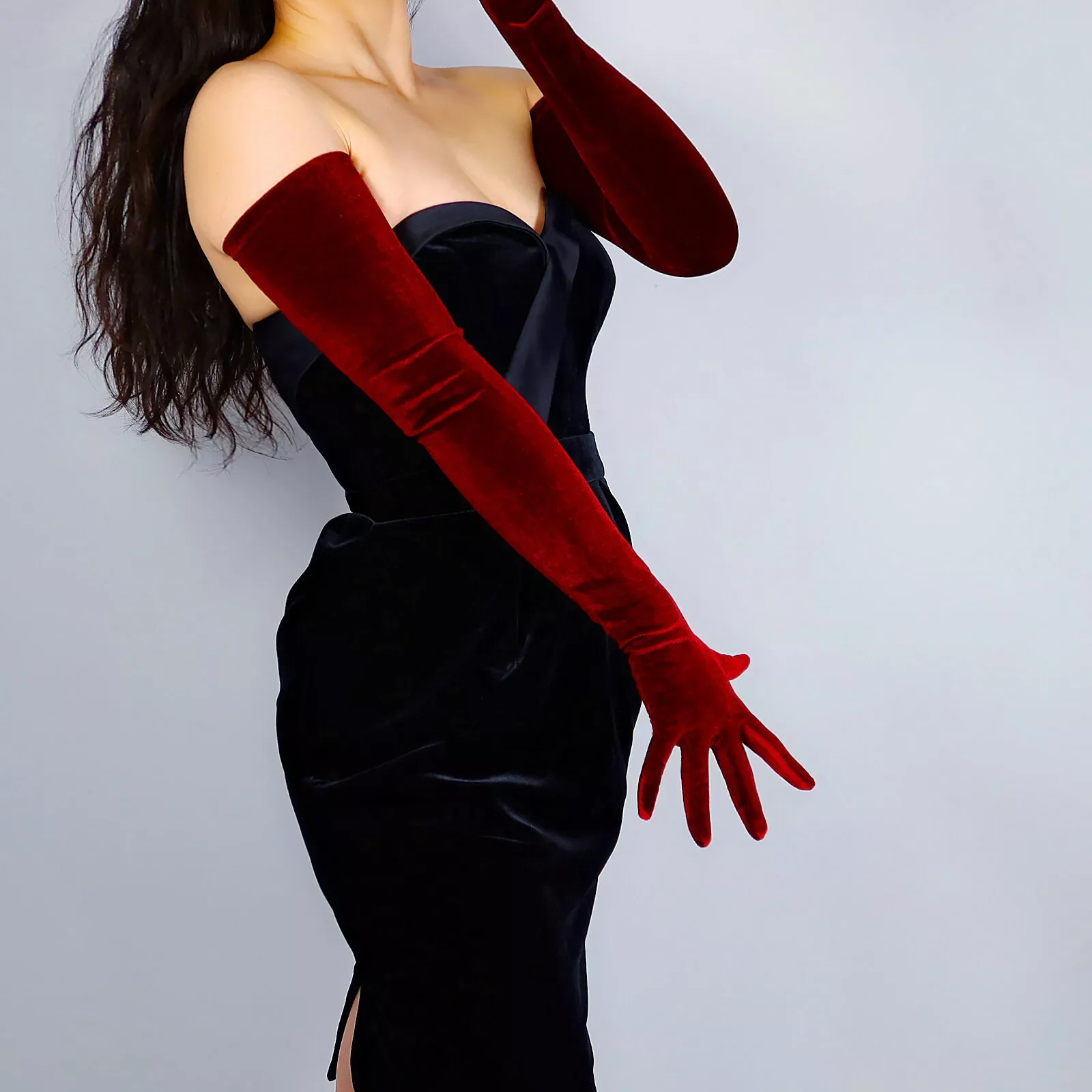 Burgundy Super Long Velvet Glo - огляд і ціна Women'S Fashion In 1920