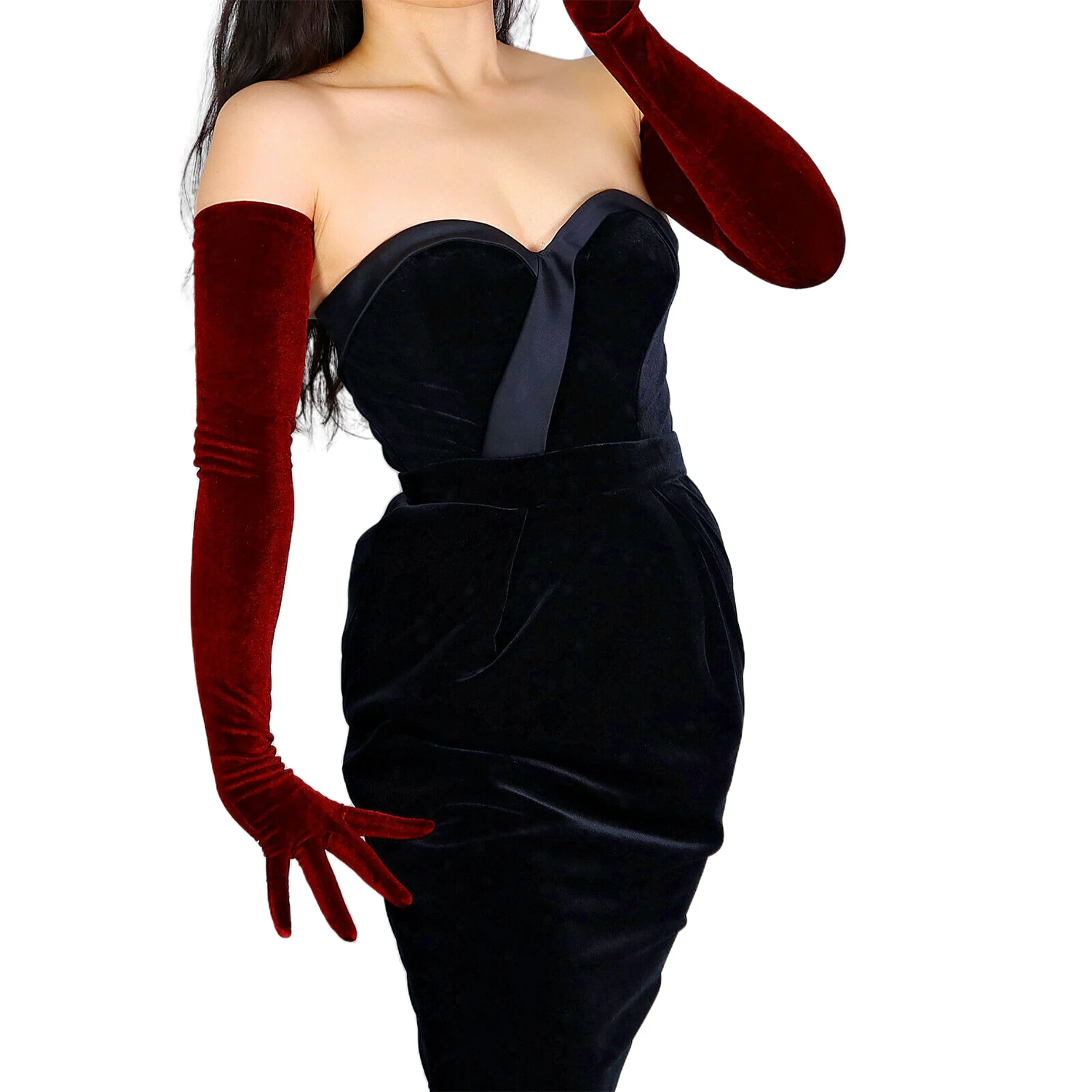 Burgundy Super Long Velvet Glo - огляд і ціна Women'S Fashion In 1920