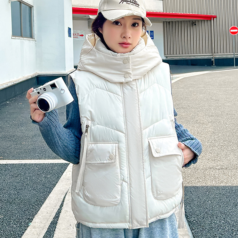 2025 Big Pocket Loose Hooded V - огляд і ціна Puffer Vest Fashion Women