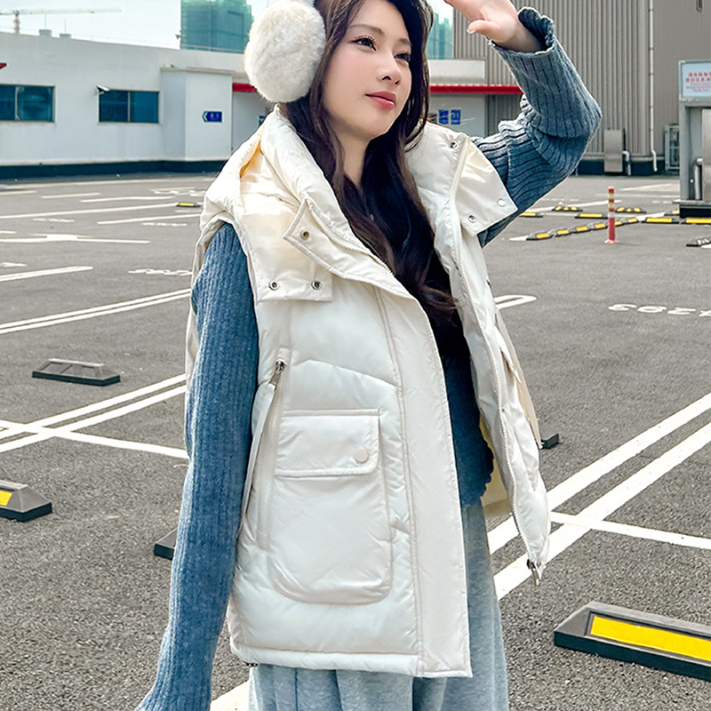 2025 Big Pocket Loose Hooded V - огляд і ціна Puffer Vest Fashion Women