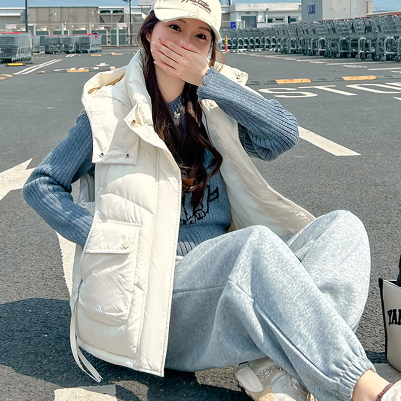 2025 Big Pocket Loose Hooded V - огляд і ціна Puffer Vest Fashion Women