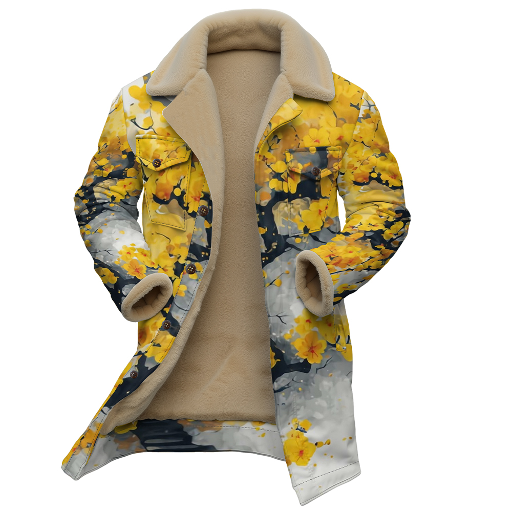 Unisex Abstract Floral Print J - огляд і ціна Sherpa Coat Women