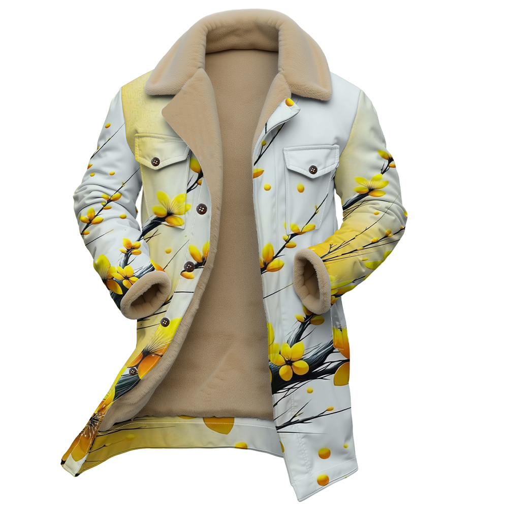 Unisex Abstract Floral Print J - огляд і ціна Sherpa Coat Women