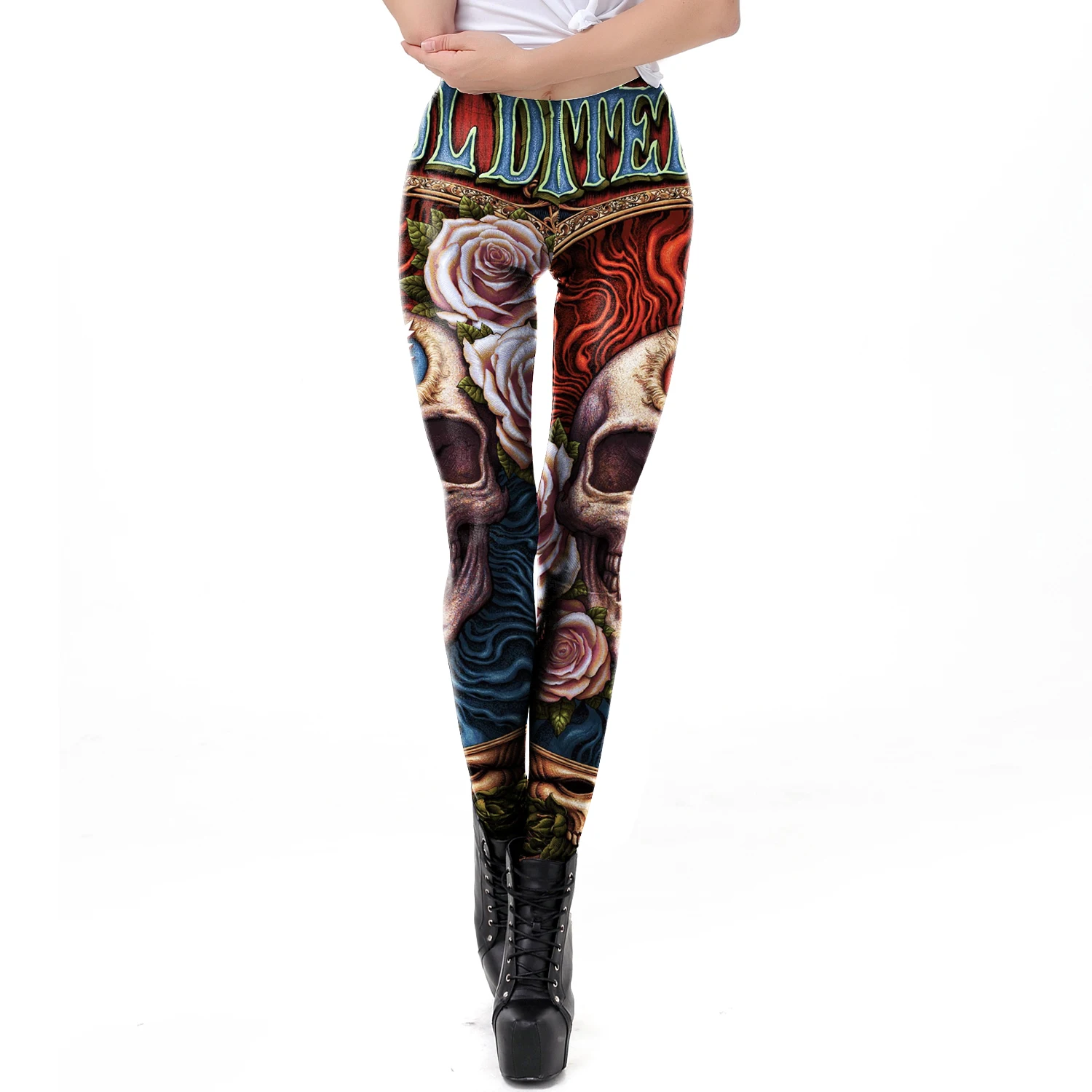 Fashion Skull Rose Print Leggi - огляд і ціна Women'S Fashion Leggings