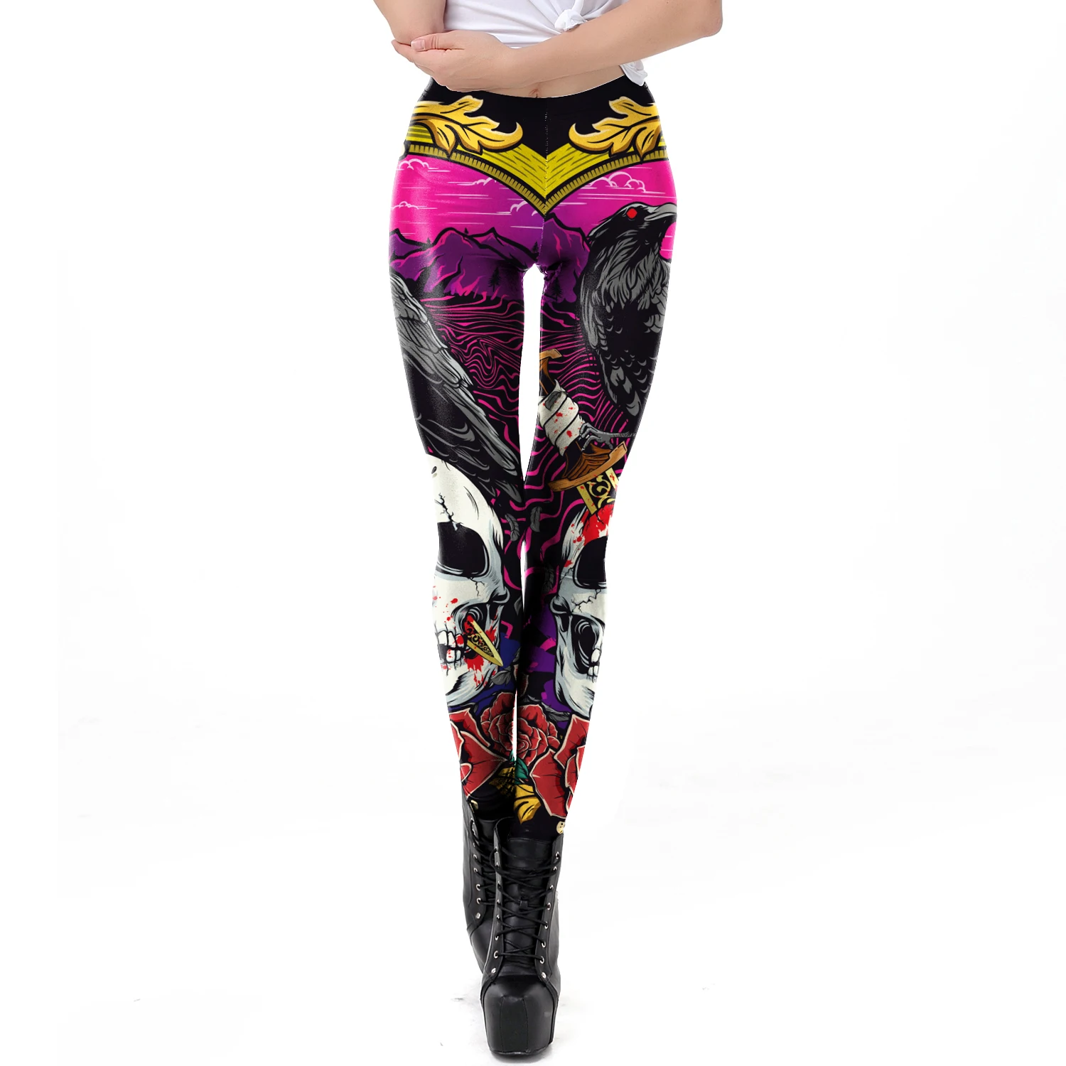 Fashion Skull Rose Print Leggi - огляд і ціна Women'S Fashion Leggings