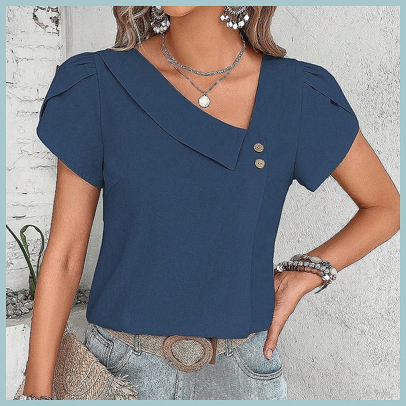 2024 Summer Vintage Solid Colo - огляд і ціна Women Fashion Blouse